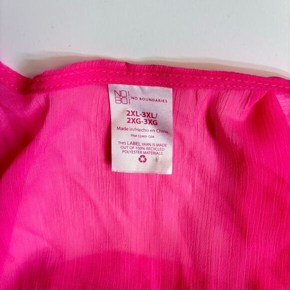 No Boundaries Neon Pink Long Kimono Swim Coverup - Size 2x - 3x - Picture 7 of 9